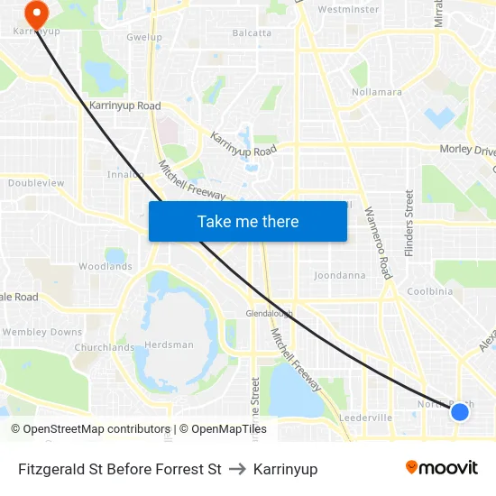 Fitzgerald St Before Forrest St to Karrinyup map