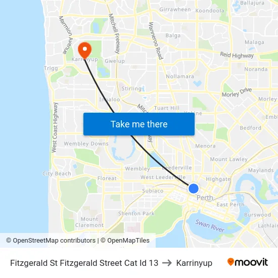 Fitzgerald St Fitzgerald Street Cat Id 13 to Karrinyup map