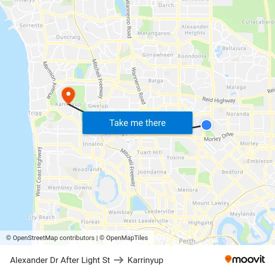 Alexander Dr After Light St to Karrinyup map
