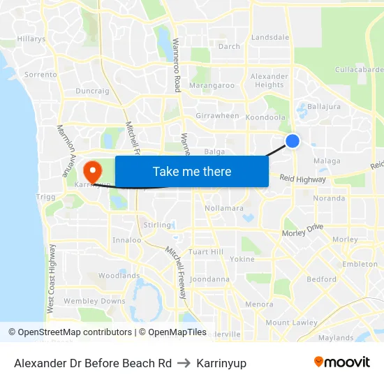 Alexander Dr Before Beach Rd to Karrinyup map