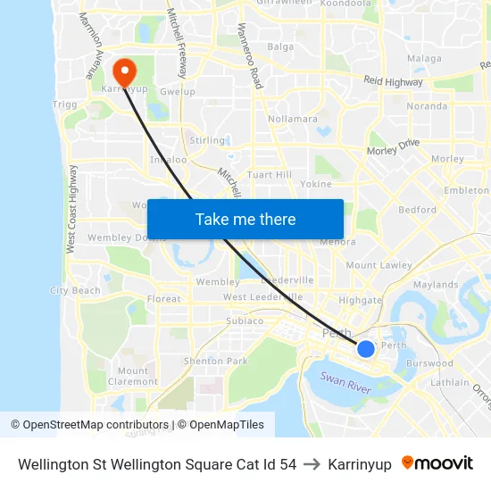 Wellington St Wellington Square Cat Id 54 to Karrinyup map