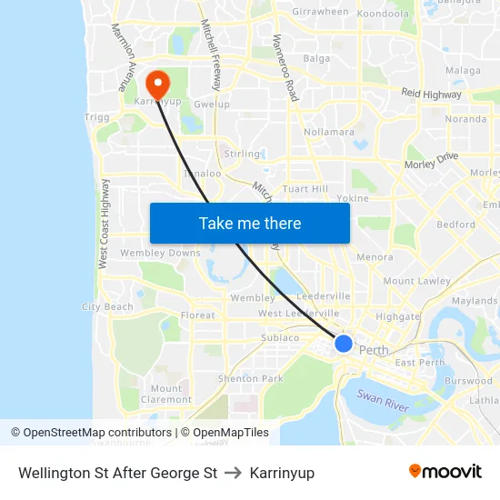 Wellington St After George St to Karrinyup map