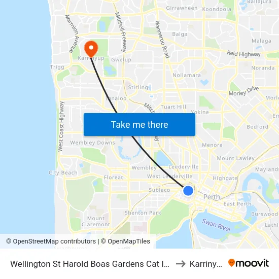 Wellington St Harold Boas Gardens Cat Id 41 to Karrinyup map