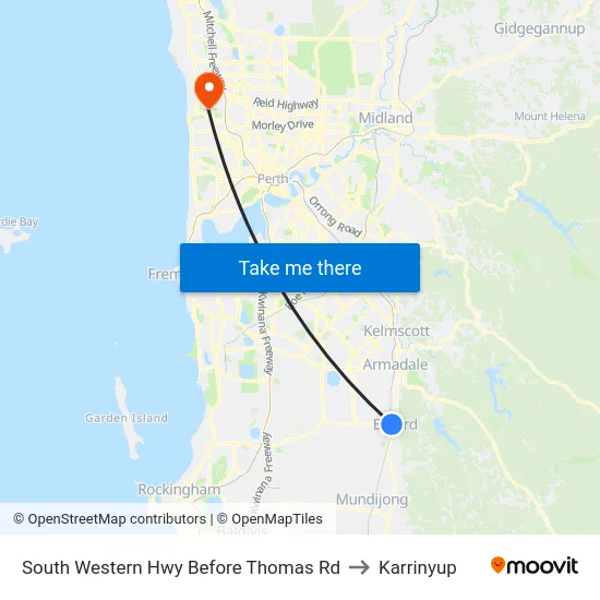 South Western Hwy Before Thomas Rd to Karrinyup map