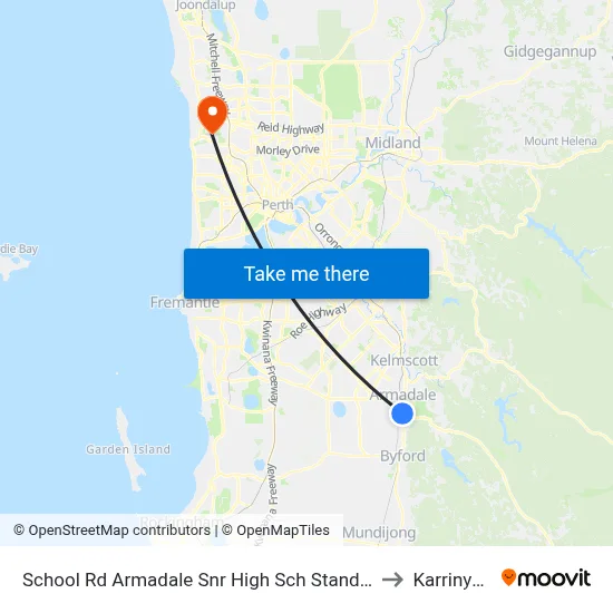 School Rd Armadale Snr High Sch Stand 2 to Karrinyup map