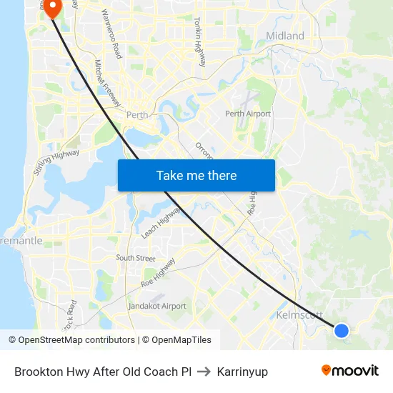 Brookton Hwy After Old Coach Pl to Karrinyup map