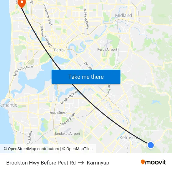 Brookton Hwy Before Peet Rd to Karrinyup map