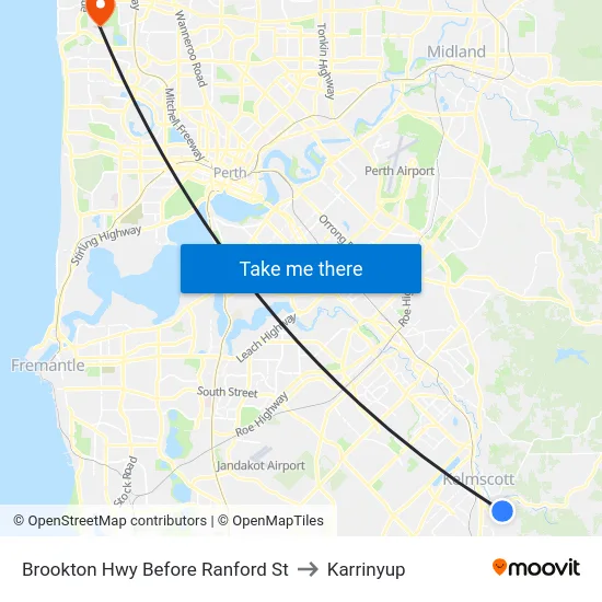 Brookton Hwy Before Ranford St to Karrinyup map
