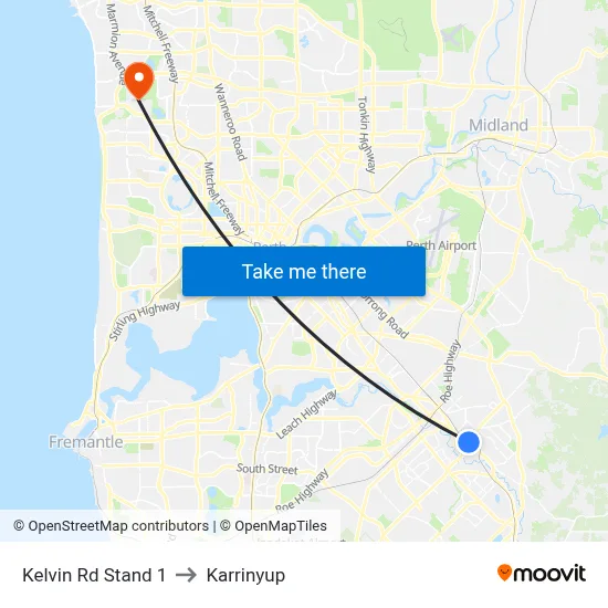 Kelvin Rd Stand 1 to Karrinyup map