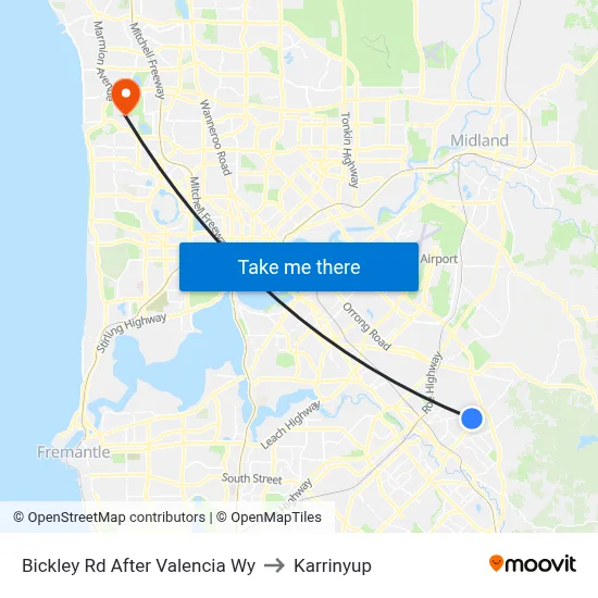 Bickley Rd After Valencia Wy to Karrinyup map