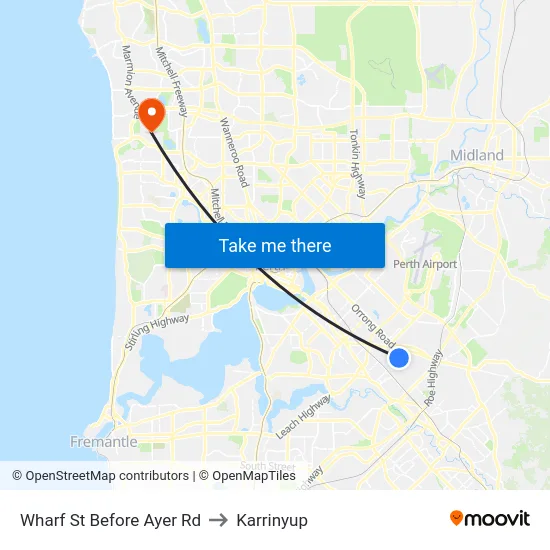 Wharf St Before Ayer Rd to Karrinyup map