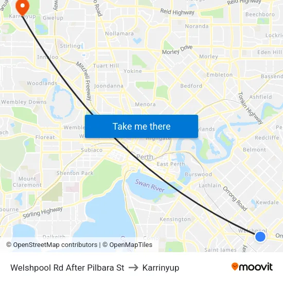 Welshpool Rd After Pilbara St to Karrinyup map