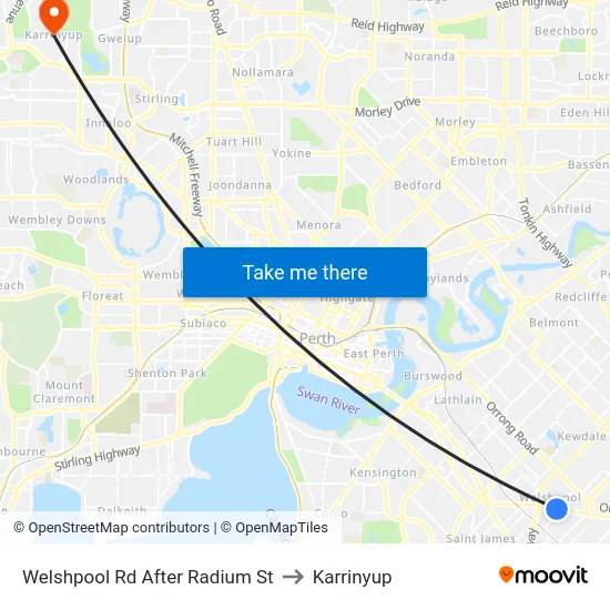 Welshpool Rd After Radium St to Karrinyup map