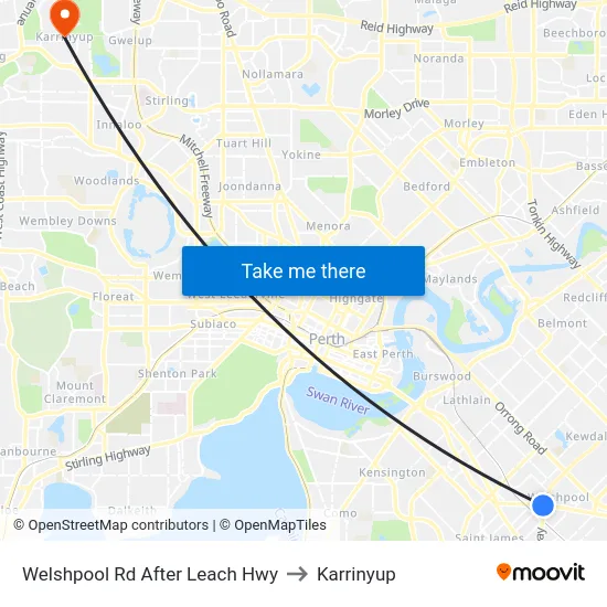 Welshpool Rd After Leach Hwy to Karrinyup map