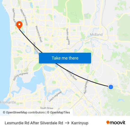 Lesmurdie Rd After Silverdale Rd to Karrinyup map