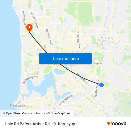 Hale Rd Before Arthur Rd to Karrinyup map