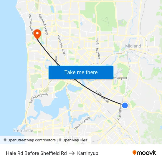 Hale Rd Before Sheffield Rd to Karrinyup map