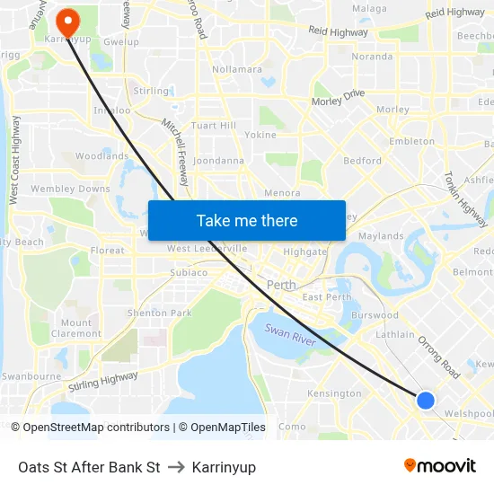 Oats St After Bank St to Karrinyup map