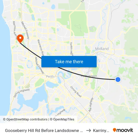 Gooseberry Hill Rd Before Landsdowne Rd to Karrinyup map