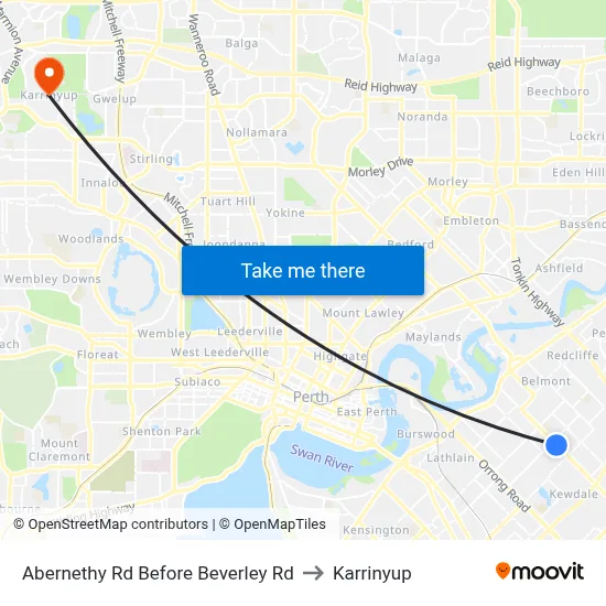 Abernethy Rd Before Beverley Rd to Karrinyup map