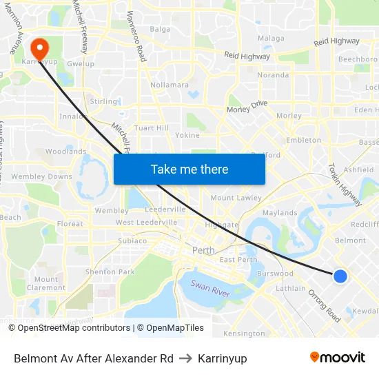 Belmont Av After Alexander Rd to Karrinyup map