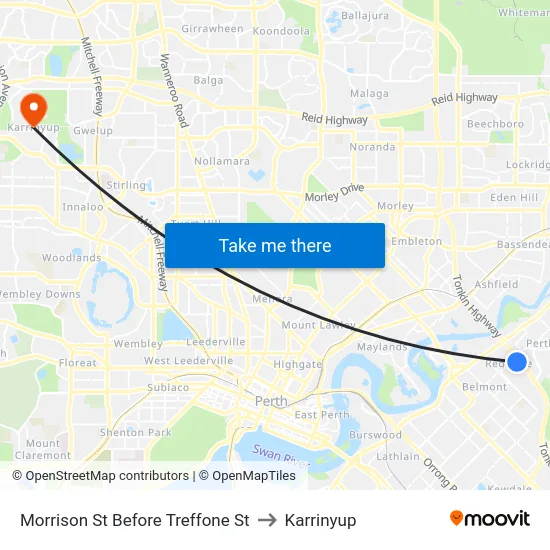 Morrison St Before Treffone St to Karrinyup map