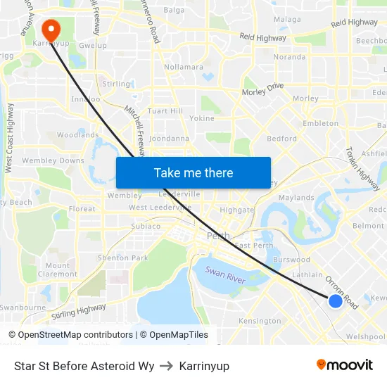 Star St Before Asteroid Wy to Karrinyup map