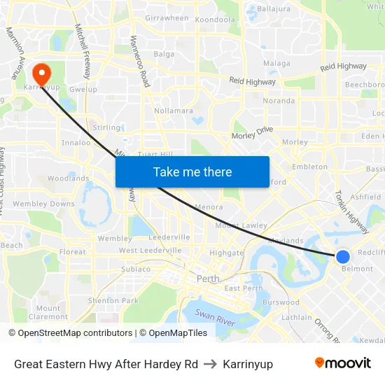 Great Eastern Hwy After Hardey Rd to Karrinyup map