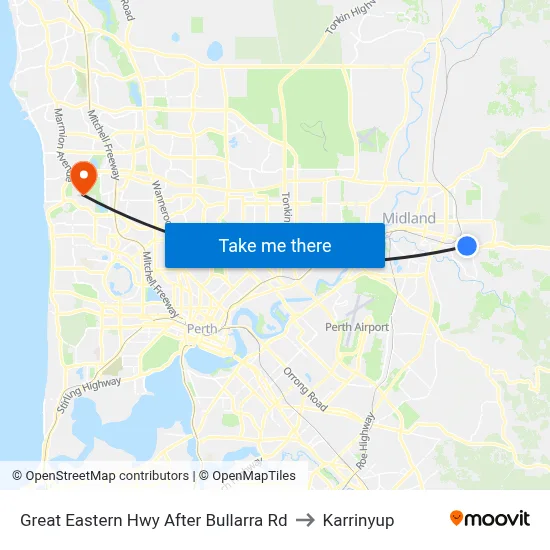 Great Eastern Hwy After Bullarra Rd to Karrinyup map