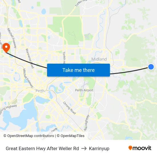 Great Eastern Hwy After Weller Rd to Karrinyup map
