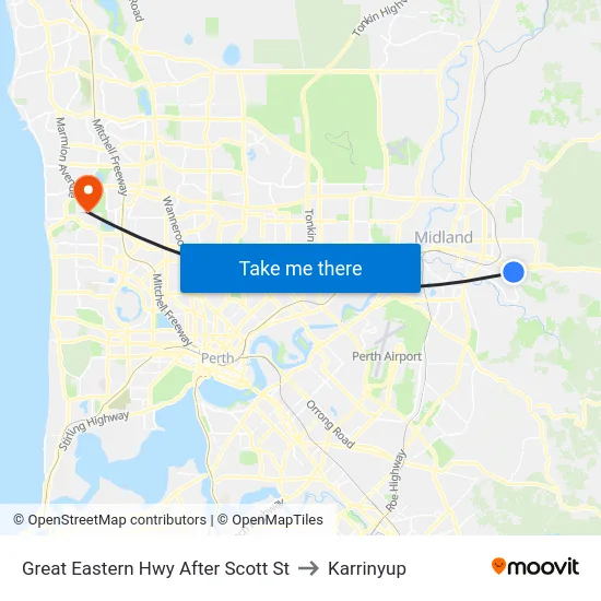 Great Eastern Hwy After Scott St to Karrinyup map