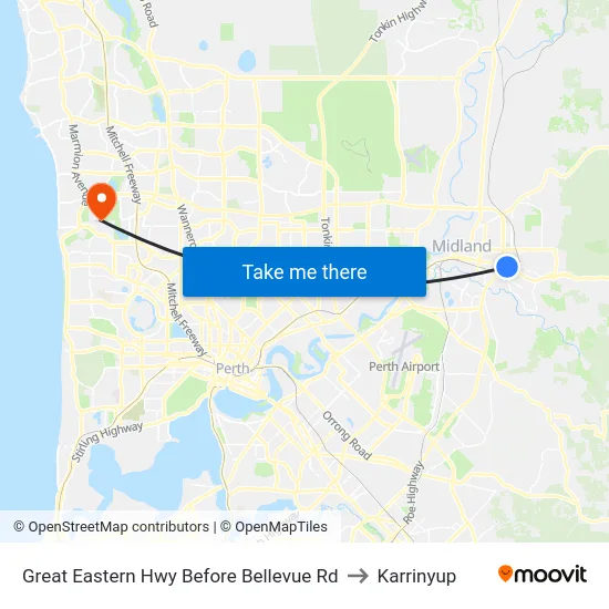 Great Eastern Hwy Before Bellevue Rd to Karrinyup map