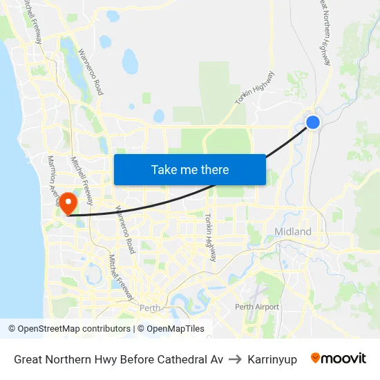 Great Northern Hwy Before Cathedral Av to Karrinyup map