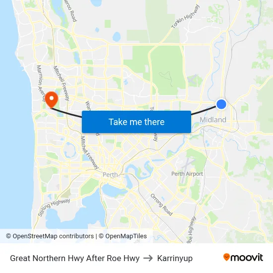 Great Northern Hwy After Roe Hwy to Karrinyup map
