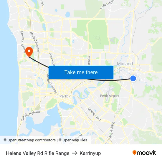 Helena Valley Rd Rifle Range to Karrinyup map
