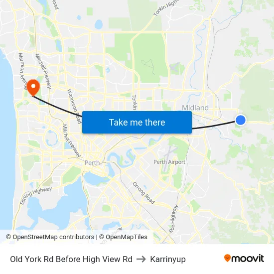 Old York Rd Before High View Rd to Karrinyup map