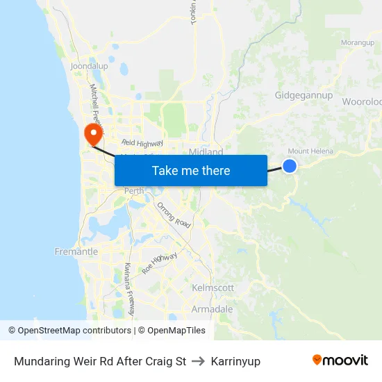Mundaring Weir Rd After Craig St to Karrinyup map
