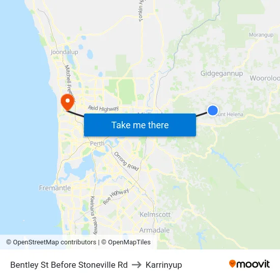 Bentley St Before Stoneville Rd to Karrinyup map