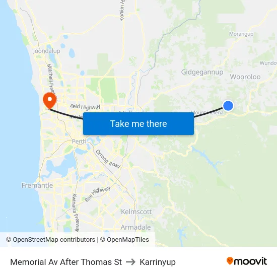 Memorial Av After Thomas St to Karrinyup map