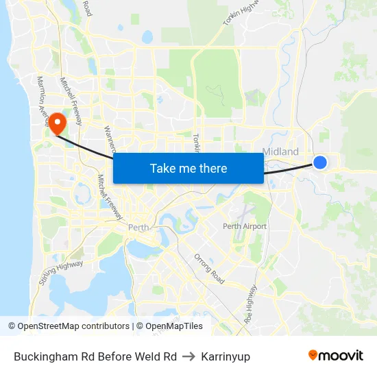 Buckingham Rd Before Weld Rd to Karrinyup map