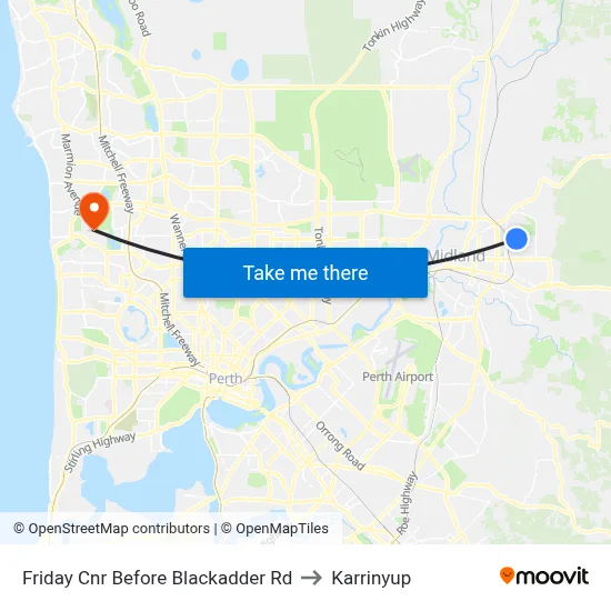 Friday Cnr Before Blackadder Rd to Karrinyup map