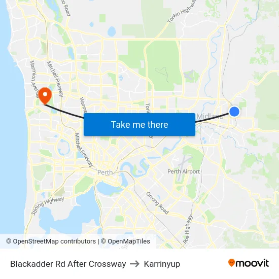Blackadder Rd After Crossway to Karrinyup map