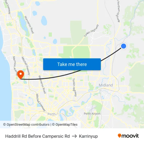 Haddrill Rd Before Campersic Rd to Karrinyup map