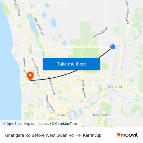 Gnangara Rd Before West Swan Rd to Karrinyup map