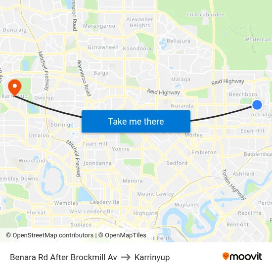 Benara Rd After Brockmill Av to Karrinyup map
