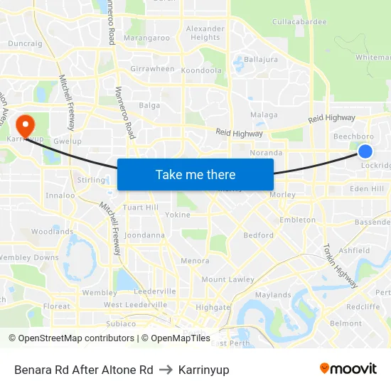 Benara Rd After Altone Rd to Karrinyup map