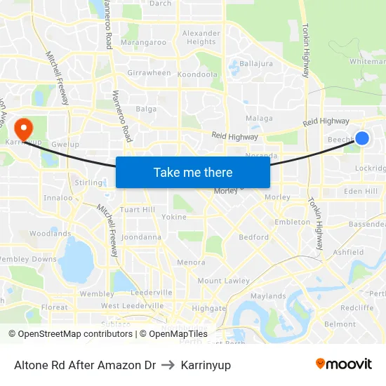 Altone Rd After Amazon Dr to Karrinyup map