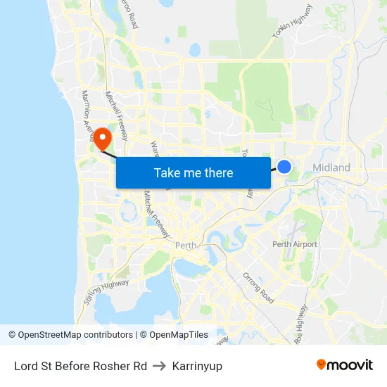 Lord St Before Rosher Rd to Karrinyup map