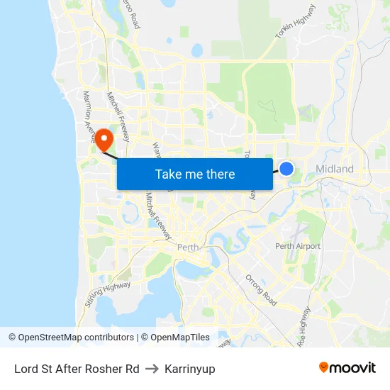Lord St After Rosher Rd to Karrinyup map