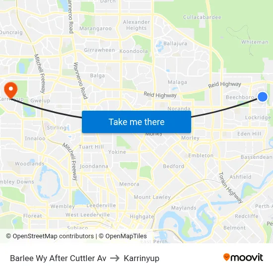 Barlee Wy After Cuttler Av to Karrinyup map